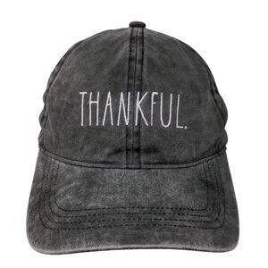 Thankful Slideback Hat Gray OSFM Embroidered Adjustable 6 Panel Rae Dunn